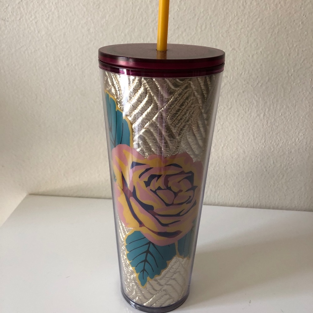 Starbucks NEW Gold Quilted Rose Venti Tumbler 24oz